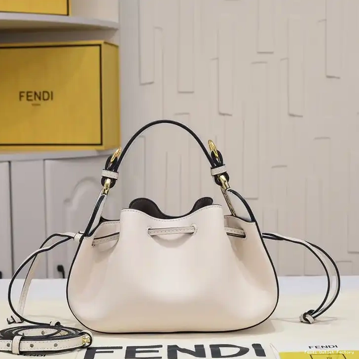 Affordable HOT Beige Mini Bag Fendi In Leather Pomodorino Bucket Calf 0529